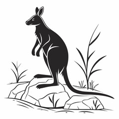 wallaby black silhouette icon vector
