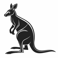 wallaby black silhouette icon vector