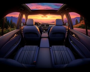 Car Interior Sunset View