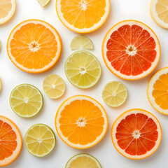 Fototapeta premium Perfectly cut citrus fruit with white background