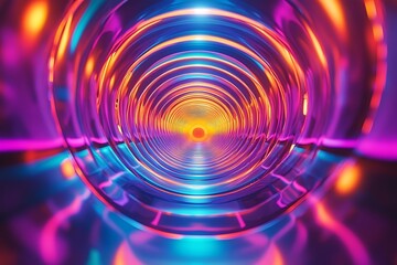 Glowing neon funnel with bright, vibrant colors, symbolizing energy and modernity