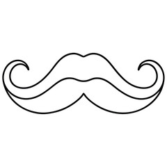 Handlebar Mustache Line Art Vector