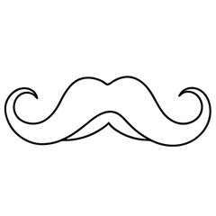 Handlebar Mustache Line Art Vector