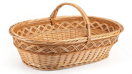 Obraz premium Wicker basket isolated. Vintage basket on white background