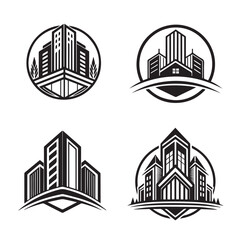 Fototapeta premium Set of black and white real estate logo