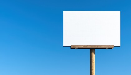 A blank billboard stands against a clear blue sky, offering endless advertising possibilities.