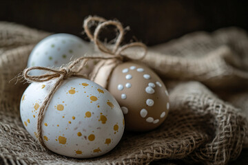 Obraz premium Traditional Slavic Patterned Easter Eggs with Folk Art Designs for Paschal Holiday, Generative AI