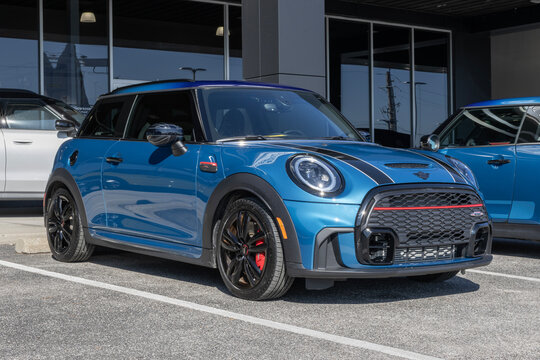 MINI John Cooper Works at a dealership. MINI offers the Mini JWC Cooper with a 228HP 2.0L TwinPower Turbo engine. MY:2022