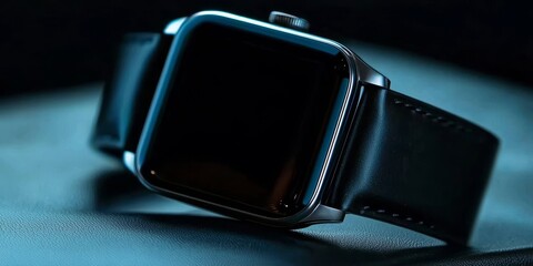 A sleek and modern smartwatch mockup featuring a blank screen.