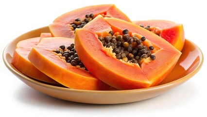 Ripe and juicy papaya slices on a plate a delightful tropical fruit