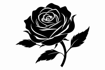 the rose black silhouette vector