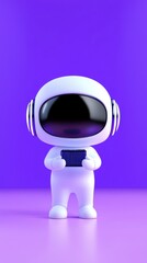 A futuristic character wearing headphones and holding a device against a vibrant background.