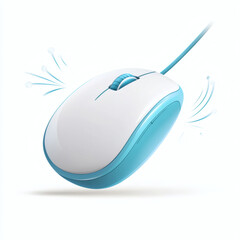 Computer mouse in blue and white with dynamic action effects  