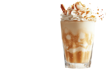 A creamy, cinnamon-spiced iced latte, perfect for a cool autumn day, topped with fluffy whipped cream and a sprinkle of cinnamon.
