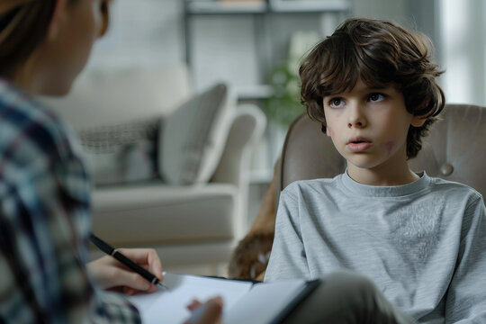 Therapist Listening as a Young Boy Shares His Feelings