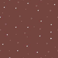 Seamless pattern with repeated romantic vintage hearts. Cute simple brown mocha mousse background with hearts. Design for textile, fabric, wrapper, packaging, background. Vector illustration © stockakia