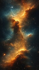 Obraz premium Stunning cosmic nebula with vibrant colors and intricate structures illuminating the night sky in deep space