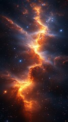 Fototapeta premium Fiery cosmic nebula illuminated by starlight in a vibrant universe capturing the beauty of the night sky