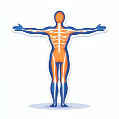 Human body illustration showing anatomy and movement in vibrant colors  