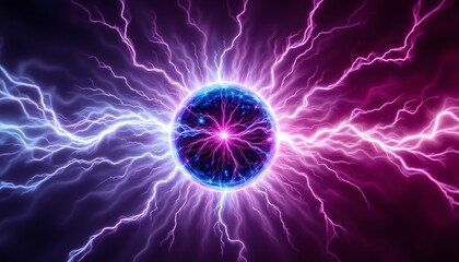 A close up image showcasing vibrant streaks of static electricity arcing across the surface of a plasma sphere, creating a mesmerizing and otherworldly display of light and energy.