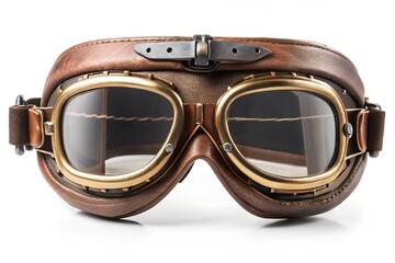 Vintage Pilot&rsquo;s Goggles with Leather Strap, Retro Aviator Eye-wear