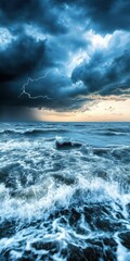 Fototapeta premium Storm clouds gather over a restless sea