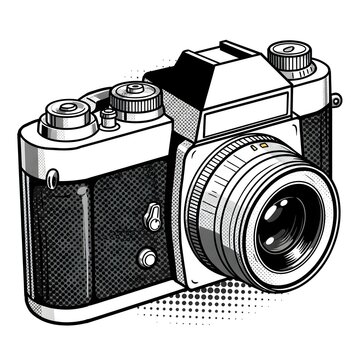 Vintage Film Camera Illustration in Pop Art Style
