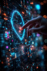 Woman Interacting With Virtual Data Display of Artificial Intelligence Graphs