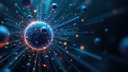 Naklejka premium A digital illustration of a Nicotinamide Adenine Dinucleotide molecule with glowing orbs and energetic lines.