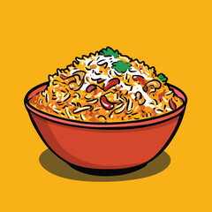 cartoon Biryani no details solid background bright color