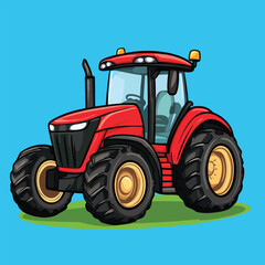 Obraz premium cartoon cute Tractor mascot solid background