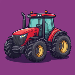 cartoon cute Tractor mascot solid background
