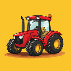 cartoon cute Tractor mascot solid background