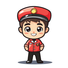 cartoon cute Train Operator boy mascot