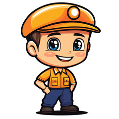 cartoon cute Train Operator boy mascot