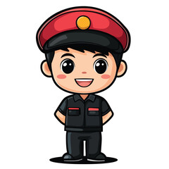 cartoon cute Train Operator boy mascot