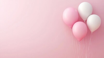 Illustration of pink and white balloons against a soft pink background.