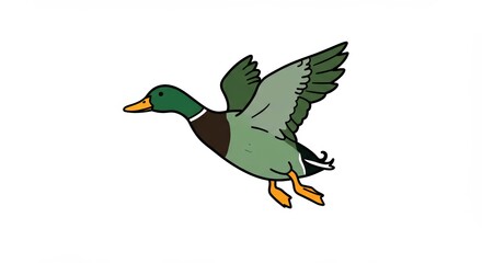 Obraz premium Cartoon duck flying against a white background 
