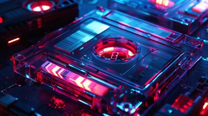 Obraz premium Abstract Computer Component Illustration: Glowing Lights, Digital Art, Technology Design, 3D Render, Futuristic Concept.