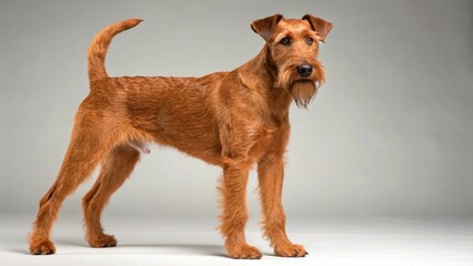 Irish Terrier in full view on studio background
