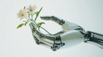 Culinary innovation close-up of a robotic hand in a futuristic kitchen