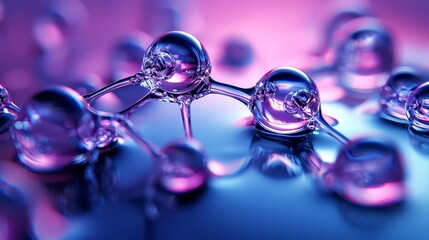 Stunning macro wallpaper featuring ionized H2O purple water molecules.