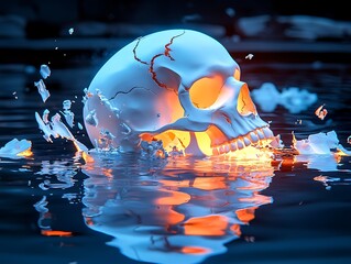 Skull in Water, Fiery Glow