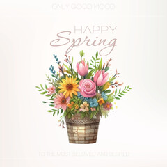 Soft and light spring bouquet in minimalist style, suitable for modern and elegant designs