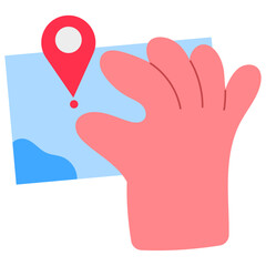 Hand expanding a map, navigation and exploration concept flat vector illustration