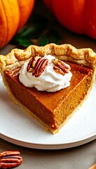 Pumpkin Pie Slice on Plate (1)
