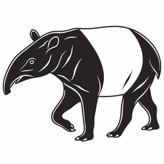 tapir black silhouette icon vector