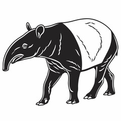 tapir black silhouette icon vector