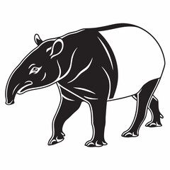 tapir black silhouette icon vector