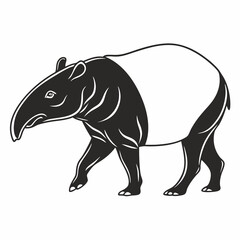 tapir black silhouette icon vector